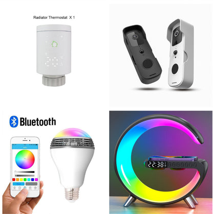 G-shaped wireless charging lamp with Bluetooth speaker