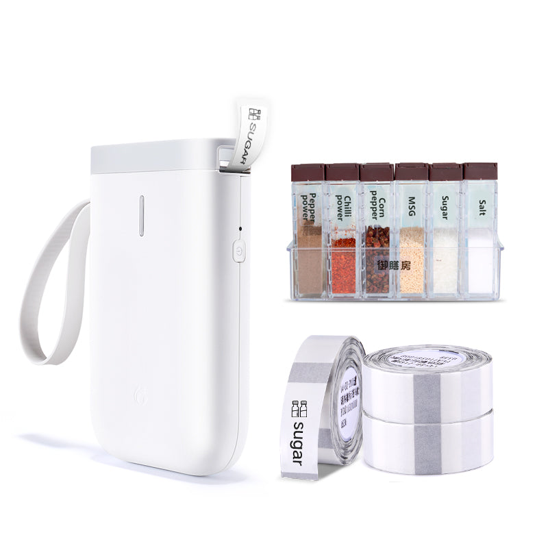Mini thermal label printer used for organizing containers and household items
