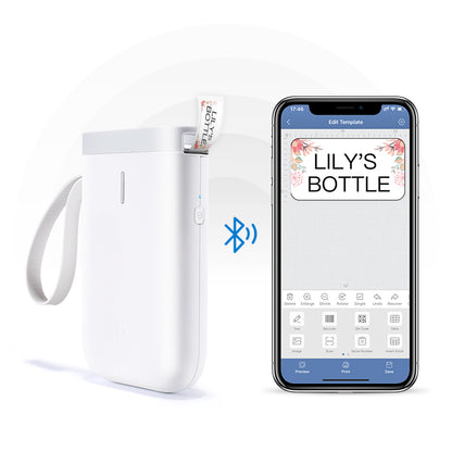 Compact mini thermal label printer with wireless Bluetooth connectivity