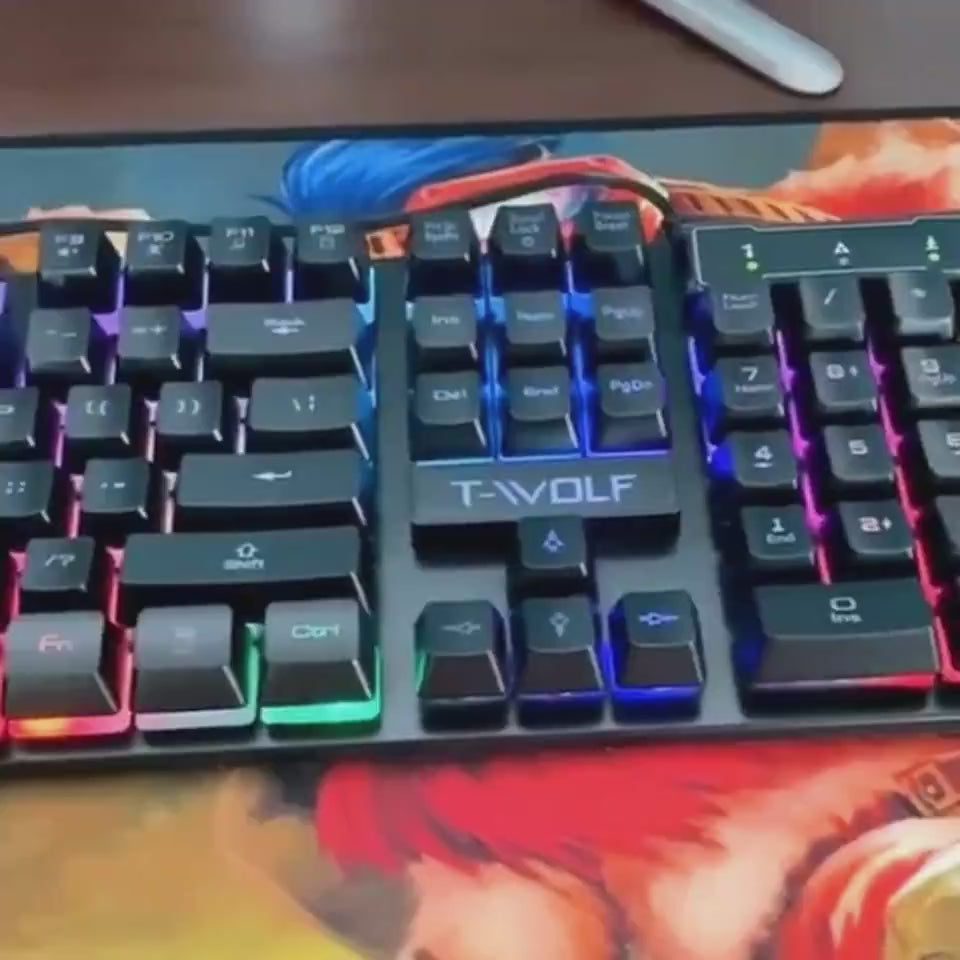 RGB gaming keyboard colorful backlighting demonstration