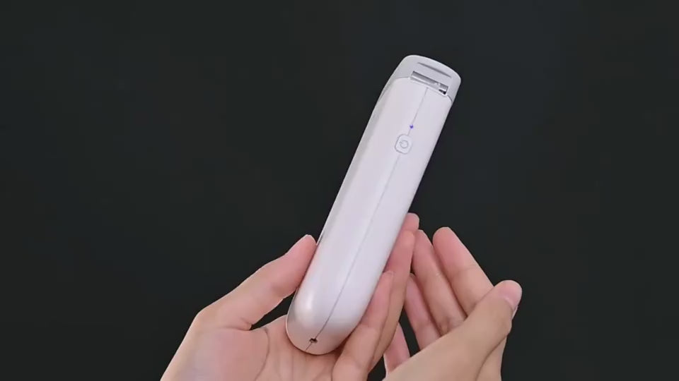Portable Bluetooth thermal label printer demonstrating smartphone connection, custom label creation, and fast ink-free printing.