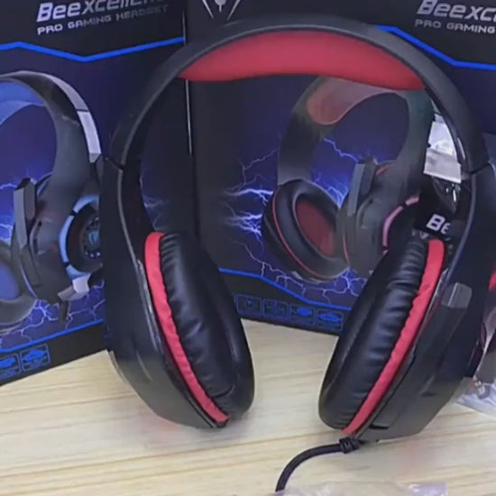 PS4 and PC gaming headset with microphone, deep bass, and LED lighting demonstration