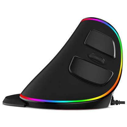 Modern vertical RGB mouse on a professional desktop workspace
