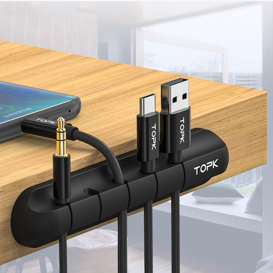 Silicone cable organizer clips for desk and charging cords