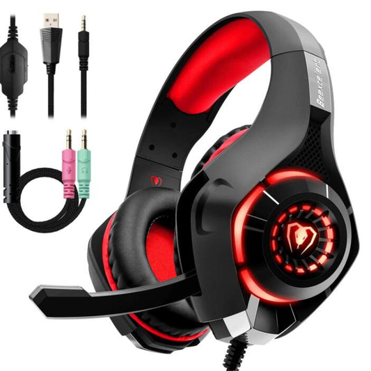 Stereo gaming headset with microphone and LED lighting