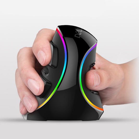 Vertical ergonomic RGB wired mouse with USB connection for PC and laptop