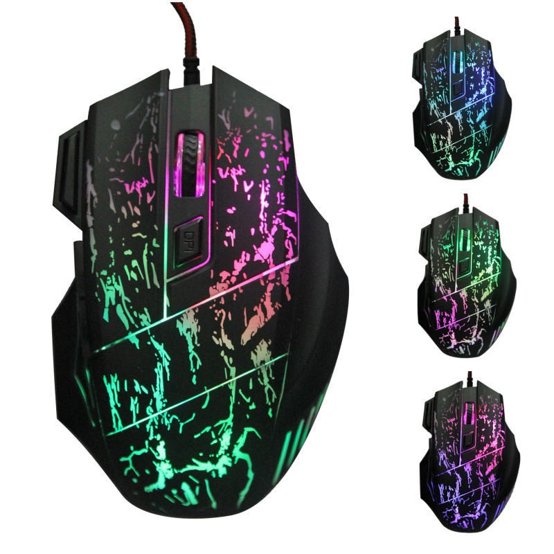 Wired RGB gaming mouse with 1200 DPI optical tracking